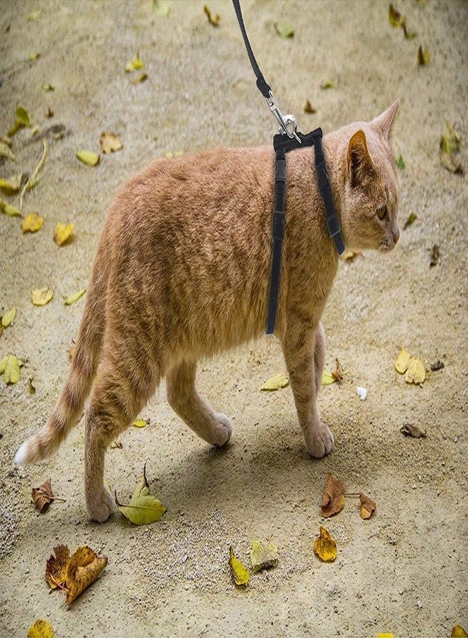 Pet Guard Cat Rabbit and Small Pet Nylon Strap Collar with Adjustable Walking Harness Leash (Black) - Image 5